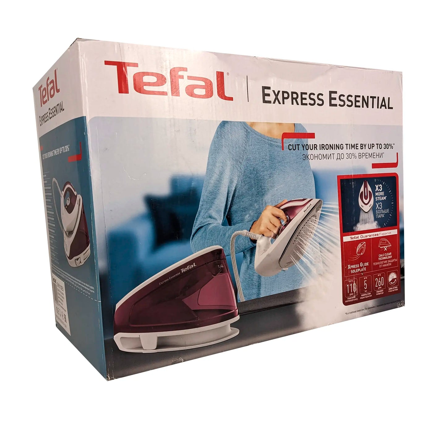 Tefal Express Essential Dampfbügeleisen SV6110E0 2400 Watt - Bis zu 30% kürzere Bügelzeit