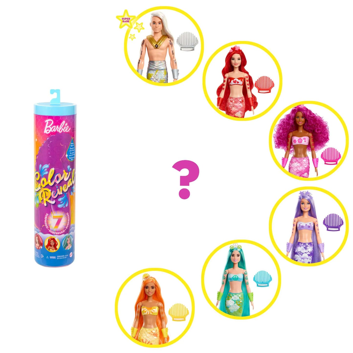 Barbie Color Reveal Puppe Meerjungfrau, Farbwechsel, Anziehpuppe