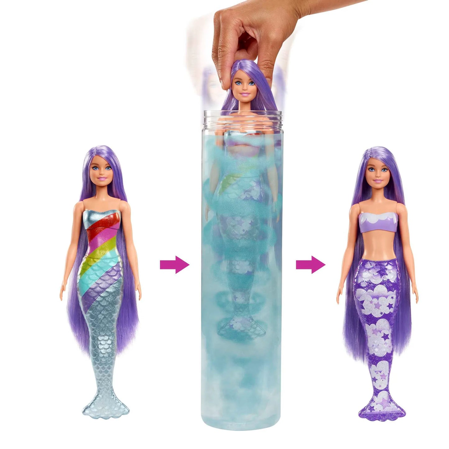 Barbie Color Reveal Puppe Meerjungfrau, Farbwechsel, Anziehpuppe