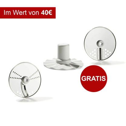 Genius Feelvita Food Processor inkl. GRATIS Zubehör (Set 12 Teile) Standmixer Smoothie Maker Zerkleinerer in kiwi A8089