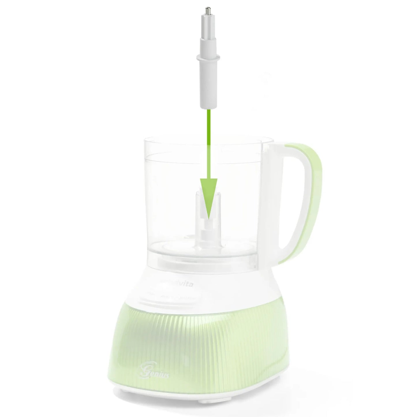 Genius Feelvita Food Processor inkl. GRATIS Zubehör (Set 12 Teile) Standmixer Smoothie Maker Zerkleinerer in kiwi A8089