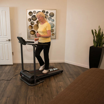 Gymform® Slim Fold Treadmill - kompaktes, zusammenklappbares Laufband, Fitnessgerät 6 km/h, 3 Programme sowie 3 variabel einstellbare Geschwindigkeiten bis 110 kg – Aus der TV Werbung