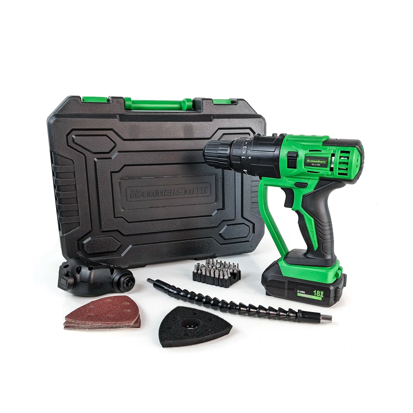 Hammersmith MultiTool - 58tlg. Akku Multifunktions-Werkzeug zum Bohren, Schrauben, Schneiden, Schleifen, Schaben
