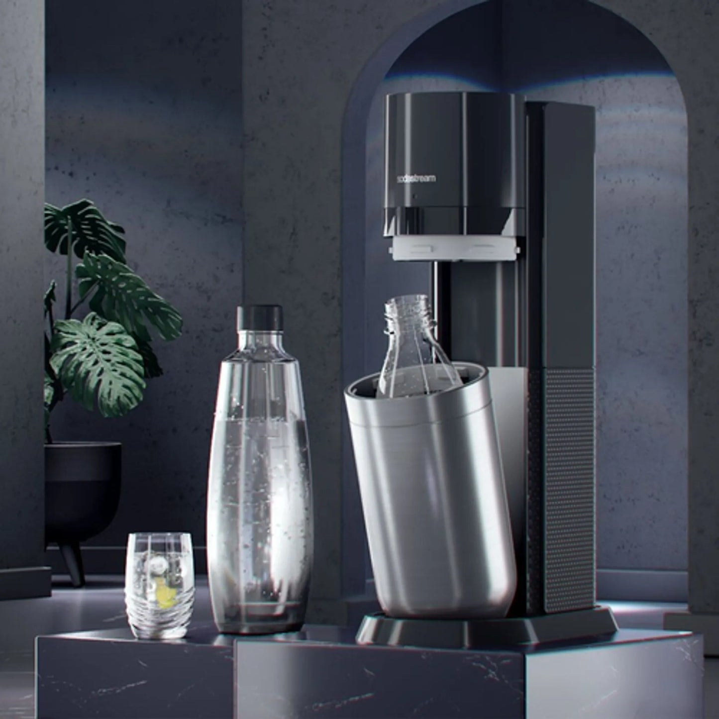 SodaStream DuoTitan Trinkwassersprudler, inkl. 1x 1 Liter Glasflasche, 1x 1 Liter PET, 1 x Quick Connect Zylinder