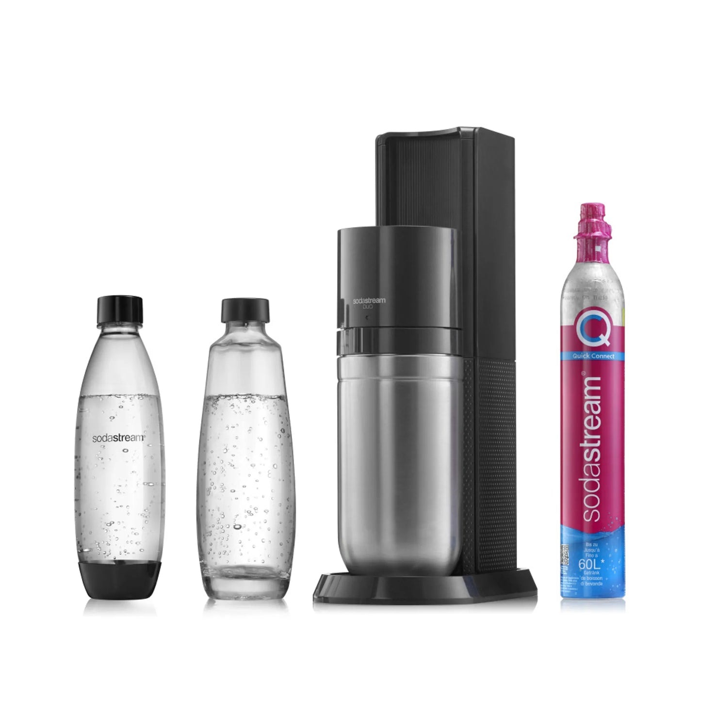 SodaStream DuoTitan Trinkwassersprudler, inkl. 1x 1 Liter Glasflasche, 1x 1 Liter PET, 1 x Quick Connect Zylinder
