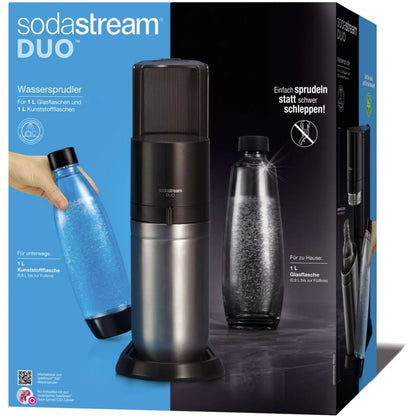 SodaStream DuoTitan Trinkwassersprudler, inkl. 1x 1 Liter Glasflasche, 1x 1 Liter PET, 1 x Quick Connect Zylinder