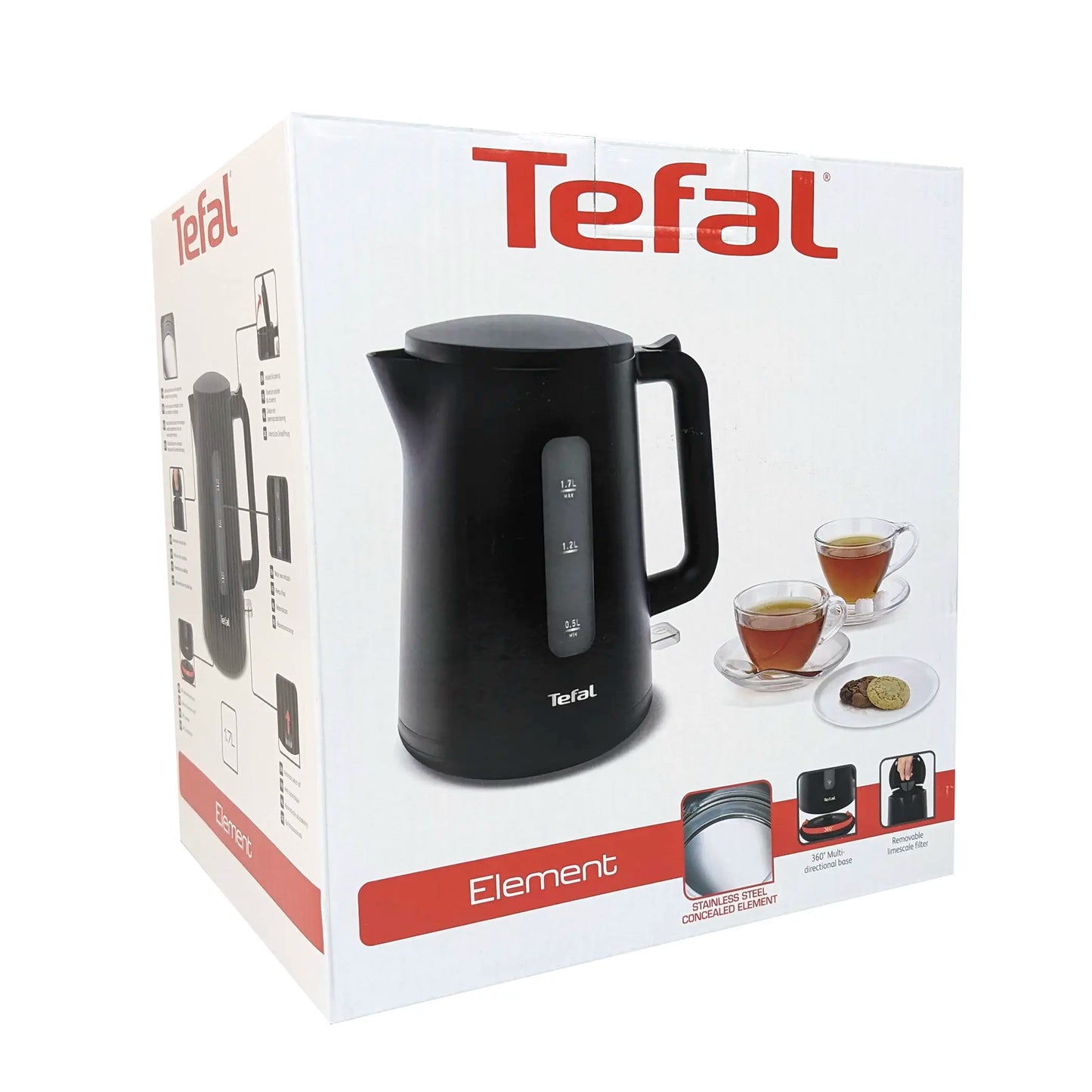 Tefal Wasserkocher Principio Select | 2400 Watt | 1,7L Wassertank | Automatischer Ein und Ausschalter | Antikalk-Filter | schwarz Matt