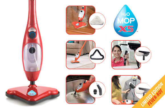 Neu: H2O Mop X5 1300-Watt, 5-in-1 Dampfreiniger in der Farbe: ROT - tv-original - 7